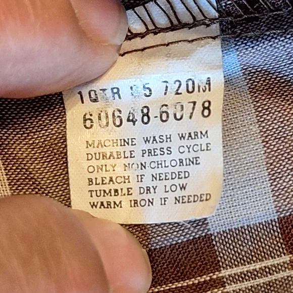 LeviStrauss & Company Brown Plaid Long Sleeve Shirt With Shimmery Gold Threading - Picture 9 of 14